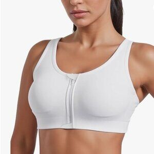 Zip Front Sports Bra: High Support Front Closure Padded Bra for for Active Work